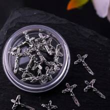 网红新款日系美甲饰品朋克风复古金属暗黑金属美甲饰品指甲装饰材料DIY合金配件 - 銀色 - 查看 13
