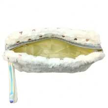 Plush School Pencil Case/Toiletry Bag For Girls - 玫紅色 - 查看 3