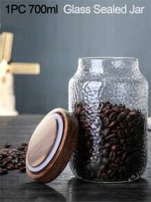 1PC American Style Hammered Glass Sealed Jar, Tea/Coffee/Bean Storage Container With Nut And Grain Organizer