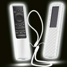 1 Pack Silicone Case Compatible With Samsung Smart TV Remote Control 2021/2022, Protective Remote Cover Compatible With Samsung Solar Cell Remote Universal Skin Sleeve , Anti-Slip With Lanyard, Glow In The Dark - White - View 17