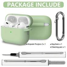 Trending Cross-Border Unisex Silicone Protective Case Set Compatible With Apple , Solid Color, With Cleaning Brush - Olive Green - View 5