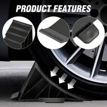 For Truck RV Trailer Heavy Duty Solid Wheel Chocks Tire Stopper W/ Brackets 2Pcs - Black - View 3