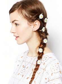 20pcs White Daisy Hair Clips, Sweet Floral Hair Accessories Suitable For Teenage Girls - Multicolor - View 4