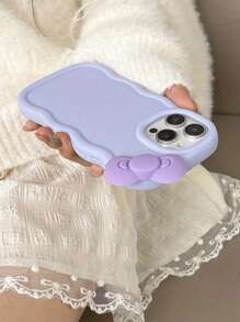 Girly Purple Solid Color Macaron Phone Case With Cute Bow Decor, Purple Bestseller, Suitable For Valentine's Day, New Year, Birthday Gifts, Sweet Style, Shockproof, Anti-Slip, Scratch-Resistant, Compatible With IPhone 17/17 Pro/17 Pro Max/17 Air, 16/15/14/13/12/11/Pro/Pro Max/Plus, S20-S25/FE/Ultra - Purple - View 4