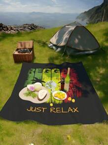 1pc New Outdoor Waterproof Anti-Sand Digital Printed Picnic Mat/Beach Towel, Fashionable And Fresh Pattern, Suitable For Camping And Picnics - Multicolor - View 5