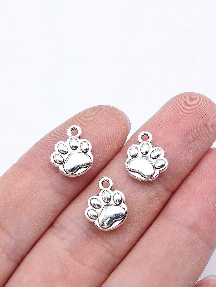 20pcs Antique Silvery Dog Paw Pendant Cute Animal D Pendant DIY Necklace Bracelet Accessories 12x10mm - Multicolor - View 1
