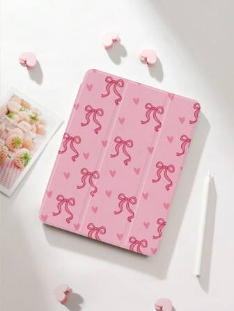 1 pieza Funda/Cubierta protectora con diseño de lazo rosa y corazón, compatible con Tablet Apple 10.2", Apple Pro 11" 2021/2020/10a generación/Mini 6, compatible con Apple (A16) 11" 11a generación 2025, Apple Air 5a generación 2022, con ranura para lápiz, anti-caída, compatible con suspensión/activación automática