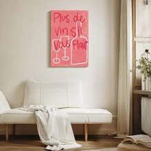 1pc Framed Canvas Wall Art, Pink Wine Preppy Art Print Canvas Poster, Ideal Gift For Bedroom Living Room Hallway Dorm Wall Decor - 彩色 - 查看 4