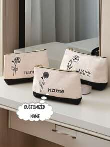 Văn bản hoa tùy chỉnh, vải bạt nhẹ chống thấm nước có khóa kéo để mở phong bì đỏ, ví đựng tiền xu dung lượng lớn, hộp đựng bút, thích hợp để mua sắm, hẹn hò, nghỉ mát, du lịch, lễ hội, tiệc tùng, quà tặng, thích hợp để tặng cho phụ nữ, mẹ, giáo viên, y tá, v.v. - Nhiều màu - Xem 7