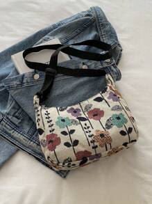 Retro Bohemian Crossbody Bag, Floral Retro Pattern Shoulder Bag, Vintage Hobo Bag, Women Handbag & Wallet Set