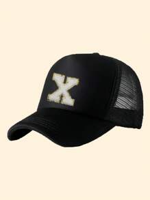 1pc Kids Letter A-Z Print Adjustable Baseball Cap, Sports Hat, Sun Hat, Suitable For Spring, Summer, Autumn - Black - View 35