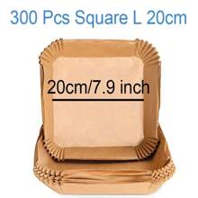 50-300 Pcs Air Fryer Baking Paper For Grill Plate, 23/20/16 Cm Square Oven Pan Air Fryer Oil Resistant Disposable Paper Inlay - 300Pcs Square XL9in - View 9