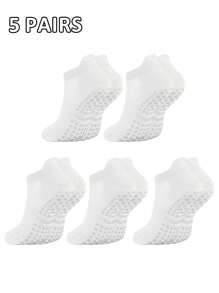 5 Pairs Solid Color High-Quality Breathable Mesh Socks, Comfortable, Wear-Resistant, Non-Slip Silicone Bottom Design, Suitable For Men & Women, Spring/Summer, Essential For Pilates & Yoga