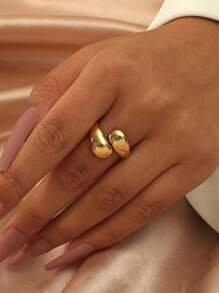 Teardrop Ring Minimalist Open Adjustable Rings, Unique INS Style For Women - Gold - View 1