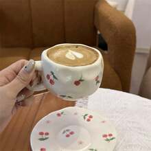 1pc Lovely Handmade Asymmetrical Ceramic Coffee Mug, High-Quality Afternoon Tea/Breakfast Cup, Suitable For Office, Company, And Home Use Back To School
