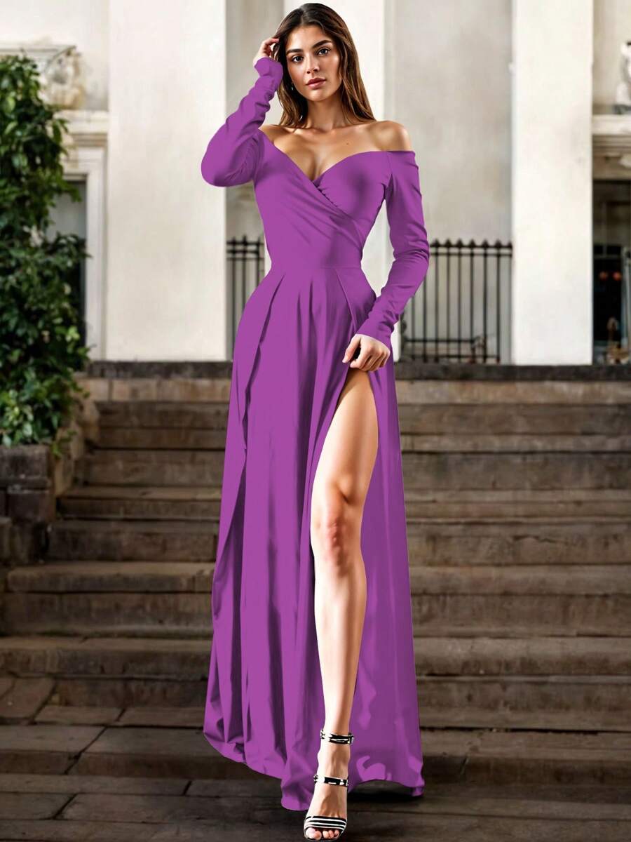 Sexy Neckline Bare Leg Dress For Women - Buganvilia - 查看 1
