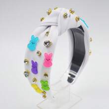 1pc Easter Women's Fabric Headband With Colorful Rabbit & Crystal Knot Decors, Suitable For Everyday Outings,Hairband,Hair Hoop