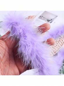 羽毛毛皮绳丝带，精美装饰，适用于 DIY 工艺品、圣诞节、新年配件 2 米/条 - 彩色 - 查看 6