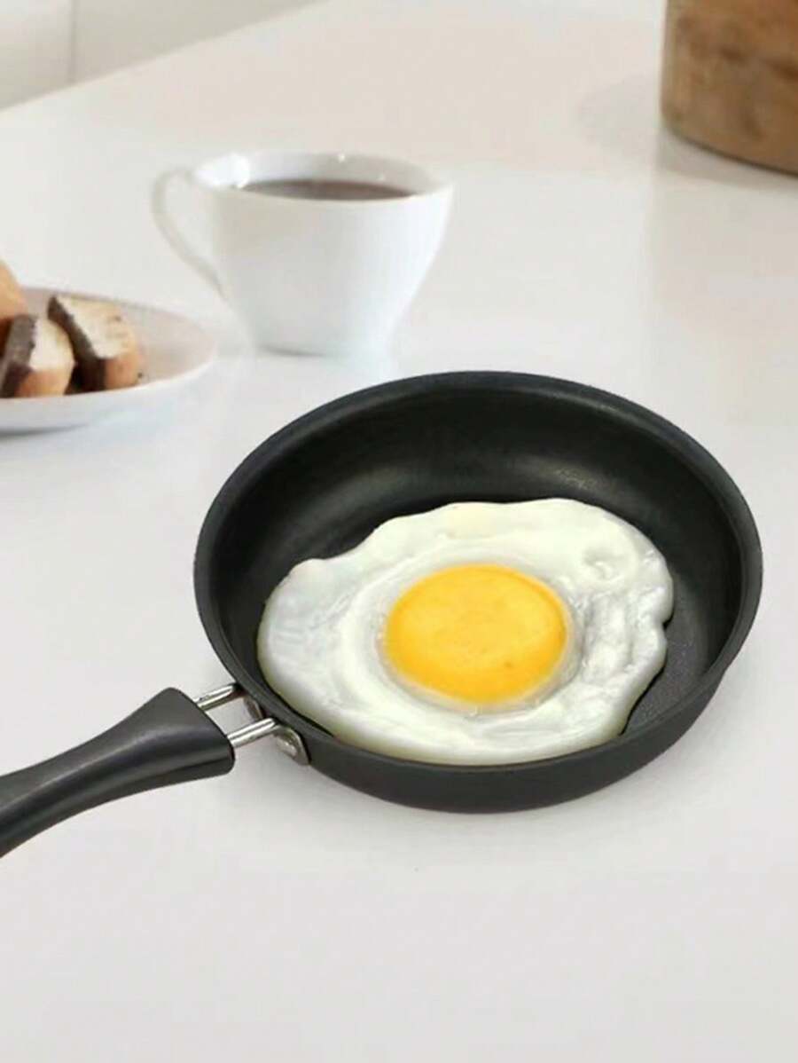 1pc Outdoor Camping Small Non-Stick Frying Pan, Household Egg Cooking Pan - Black - View 1