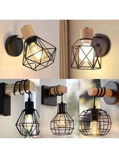 Chinese Retro Minimalist Bar/Hallway/Courtyard Creative Bedside Wand Lamp, Wooden Lighting Fixture