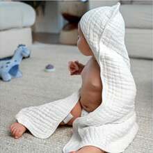 1 pièce Cape de bain à capuchon en gaze à bulles, couverture d'emmaillotage multifonctionnelle, serviette de bain pour bébé, unisexe, ultra-douce pour toutes les saisons, idéal pour la salle de bain, la poussette et la sieste, cadeau de naissance