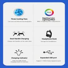 适用于 P-5 Pro/P-5 超薄控制台盘/数字 3 冷却风扇水平支架，带双控制器充电器 14 种 RGB 灯光模式和耳机支架-白色