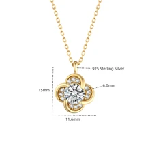 1 套 925 银奢华全铺水晶三叶草花吊坠项链和耳钉，时尚清新魅力礼物，适合女性、生日/婚礼/派对 - 四葉草 - 查看 10