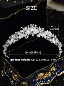 1件时尚优雅合金新娘皇冠，适合女性婚礼、派对、万圣节服装配饰 - 銀色 - 查看 4