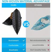 一次性防滑鞋套，室内一次性防滑鞋套，适合美国男士 11 码和美国女士 13 码，无纺布（黑色 50 件套）