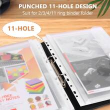 Eagle Binder Pocket, Binder Organizer, 6Pcs, 11 Holes Clear Binder Envelope With Snap Closure, Plastic Binder Folders For 2/3/4/11 Ring Binder Folder, Office Supplies, A4 Size,Back To School,School Supplies