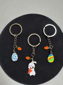 1pc Rabbit, Carrot, And Egg Casual Cute Keychain Accessory - Multicolor - View 7