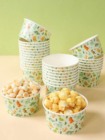 25 piezas de 8 onzas Tazón de papel desechable con diseño de dinosaurio, vasos para helado, cajas de palomitas, contenedores de alimentos, para uso doméstico, restaurante, para llevar, picnic, fiesta, suministros de cocina, embalaje de alimentos, temática de dinosaurio de la selva para fiesta de cumpleaños, entrega de alimentos y uso diario, bandejas de alimentos, vajilla desechable, regalos para fiestas