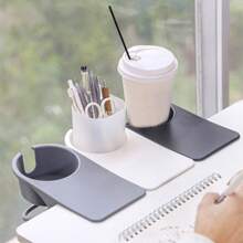Porte-gobelet de bureau à pince pour économiser de l'espace, grande pince de table multifonctionnelle, support de tasse pour bouteille de boisson, blanc