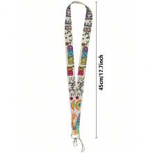 1 件时尚意识拼图挂绳 - 多功能钥匙扣、身份证、卡夹和手机支架、彩虹挂绳，适合教师、办公室、学校汽车配件包饰可爱哥特 Y2k - 字母 - 查看 2