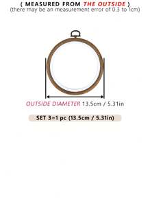1pc Brown Round Faux Wood Grain Vintage Palace Style DIY Cross Stitch Embroidery Hoop, Made Of High-Quality ABS And PVC Materials, Deformation-Resistant, With Metal Hanging Hook, Available In 7 Sizes, Suitable For Halloween, Christmas Decoration, Phone/Key Chain, Bag Charm, Hair Accessory, Desk/Bedside Decor