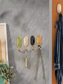 自粘装饰挂钩，重型防损墙钩，无需钻孔，可悬挂衣服/包包，强力粘胶家居浴室装饰 - 彩色 - 查看 5