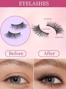 20 Pairs Cat Eye False Eyelashes 3D Fluffy Mink Effect - Mixed Lengths 5-7-10mm, Natural Wispy Lashes For Daily, Party, Extended Volume Black Stripes Half Lashes Set