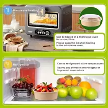 50pcs Disposable Paper Bowls With Lids, Leak-Proof And Waterproof Food Containers, Suitable For Salads, Desserts, Soups - Perfect For Dining, Camping And Kitchen Use [50 Bowls + 50 Lids]