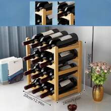 1 件多层竹制酒架 - 现代简约设计，易于组装，小型桌面葡萄酒展示和储存整理器，非常适合放置和储存葡萄酒，送给父亲的礼物 - 本色 - 查看 10