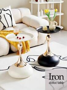 1 件铁制圆形边桌/咖啡桌、沙发边桌、卧室床头柜、小圆形边桌，适用于客厅、卧室、户外花园 - 彩色 - 查看 1