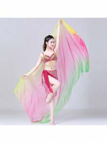 1pc Belly Dance Scarf Chiffon Veil Gradual Dance Scarves Bellydance Hand Thrown Shawls Oriental Dance Performance Props - Multicolor - View 7