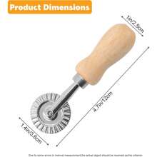 1pc Pastry Cutter (Wooden Handle), Italian Pasta Maker Roller, Pizza Cutter Wheel, Pie Crust Trimmer With Dumpling Crimper Wheel, Used For Baking, Crushing Dough, Pastry Roller, Suitable For Home And Kitchen, Kitchen Gadget