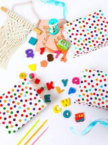 Set de 6 bolsas de regalo + 6 pegatinas, bolsas de regalo de papel kraft con lunares coloridos y pegatinas, diseño de lunares coloridos, bolsas de embalaje para galletas y dulces para fiestas, vacaciones y suministros de embalaje de regalo de cumpleaños