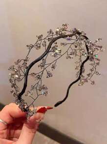 1 件女士优雅奢华手工镶钻头带，适合日常佩戴 - 灰色 - 查看 4