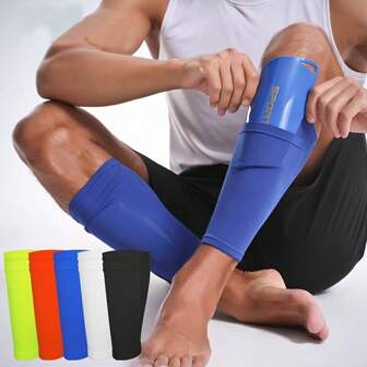 1 Pair Soccer Shin Guards With Pockets, Breathable Soft Double-Layer Sports Leg Protectors, Outdoor Sports Equipment