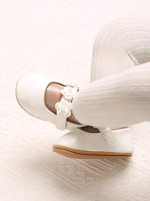 1 双春秋款 0-1 岁女婴蕾丝装饰 PU 软底公主平底鞋 - 白色 - 查看 7