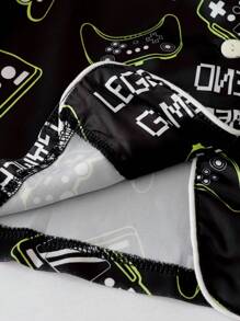 Tween Boys 2 Pieces Pajama Set With Game Console Print, Black