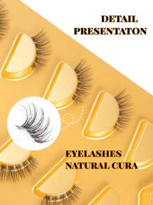 5 Pairs Natural Short Wispy Cat-Eye Transparent-Band Faux Mink Eyelashes Strip Lashes, Lashes, Eyelashes, Fake Lashes - Feather Lashes - View 5
