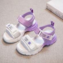 Kids Casual Sports Sandals, Toddlers & Little Kids Hook And Loop Two-Tone Sandals - Purple - View 1