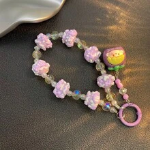 Candy Color Beaded Chain Strap, Hand-Painted Graffiti Design Phone Lanyard, Bracelet, Backpack Hanging Decor, Camera Accessory - Multicolor - View 4